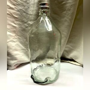 Vintage Glass Iv Bottle with Built In Hanger .